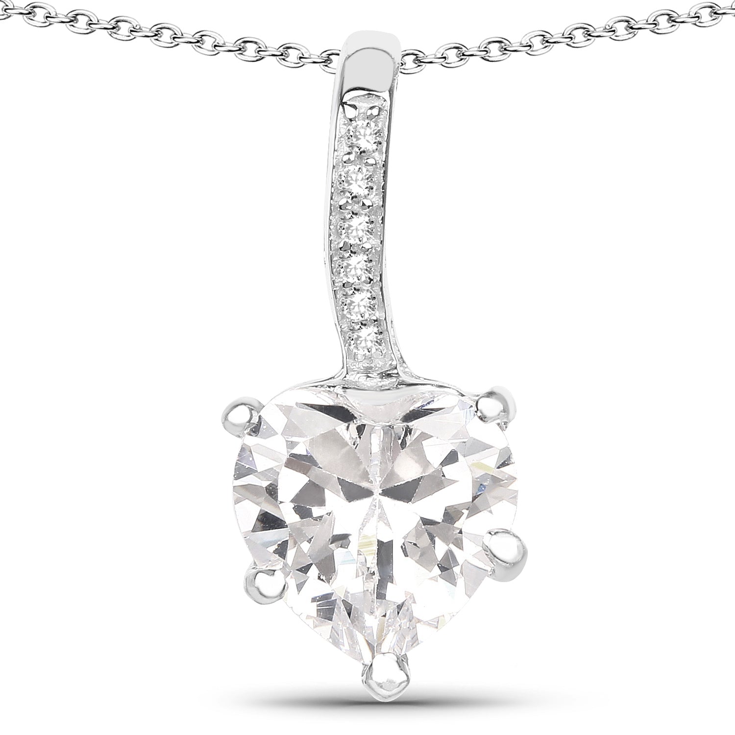 4.46 Carat Genuine White Cubic Zirconia .925 Sterling Silver Pendant