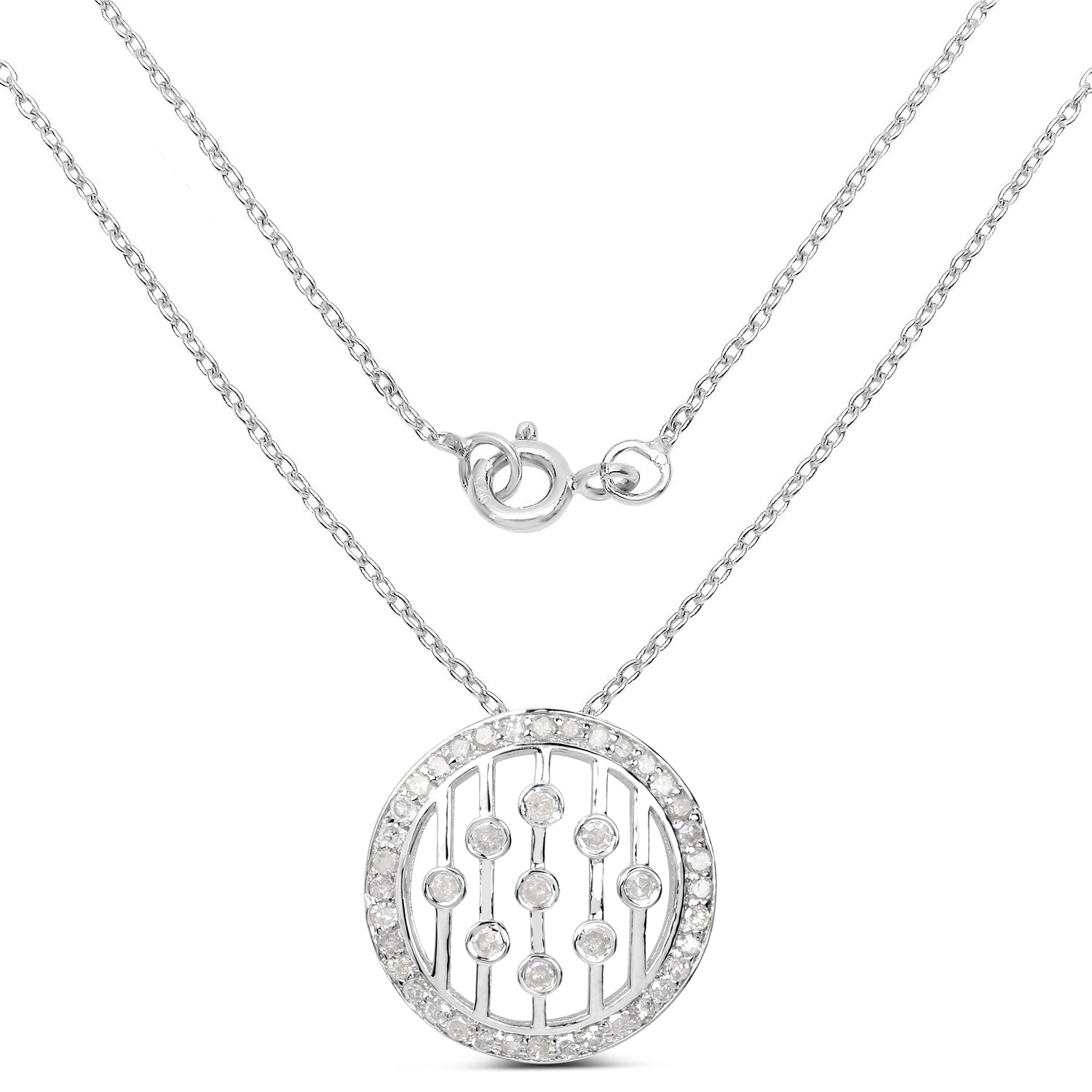 0.53 Carat Genuine White Diamond .925 Sterling Silver Pendant