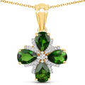 2.70 Carat Genuine Chrome Diopside and White Topaz .925 Sterling Silver Pendant