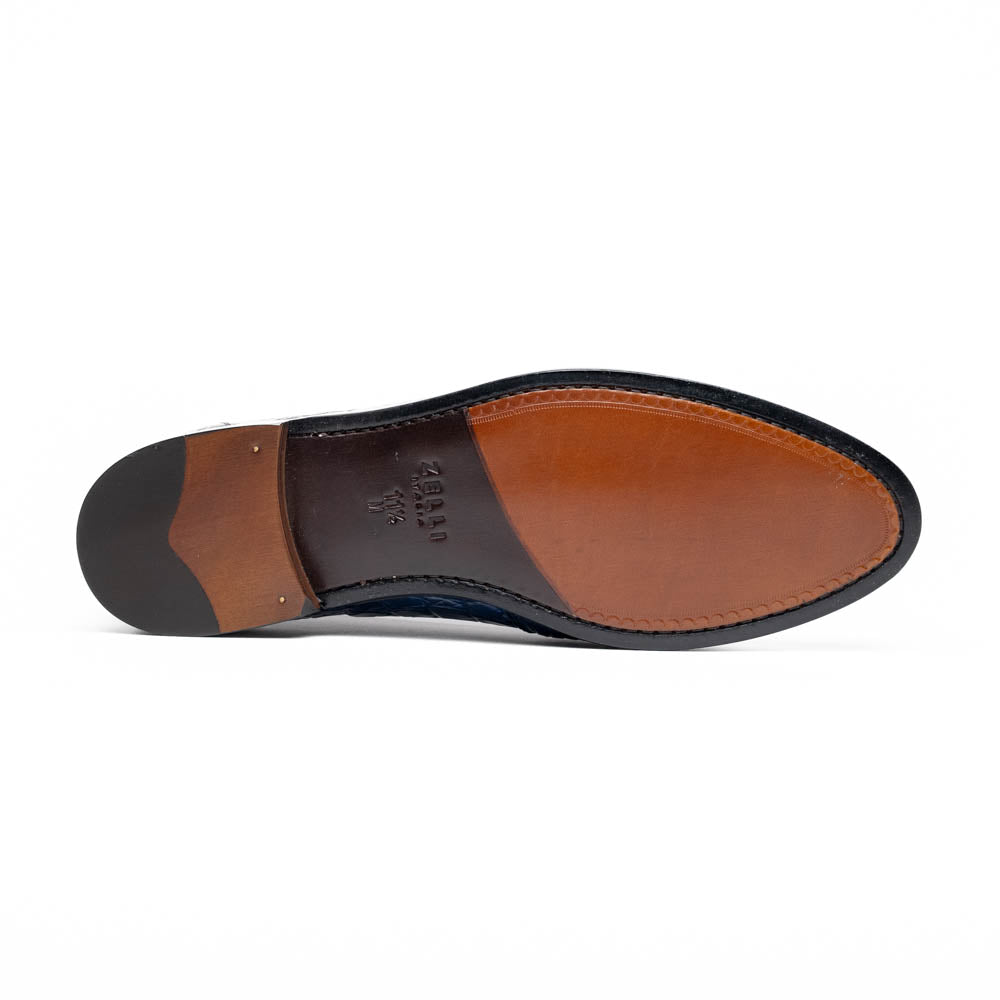 11-119-NVY TUSCANY Crocodile Penny Loafer, Navy