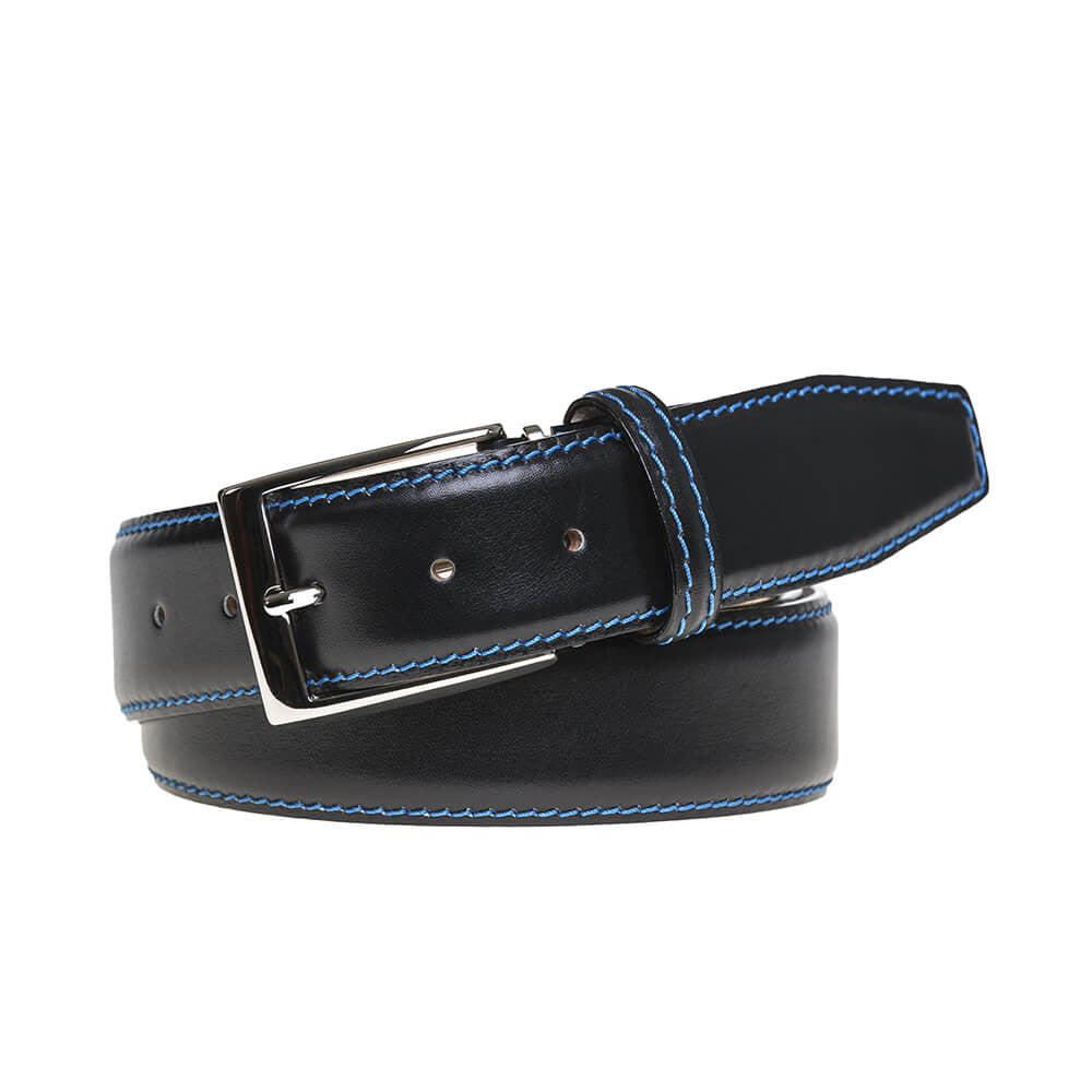 Black Italian Smooth Calf Leather Belt