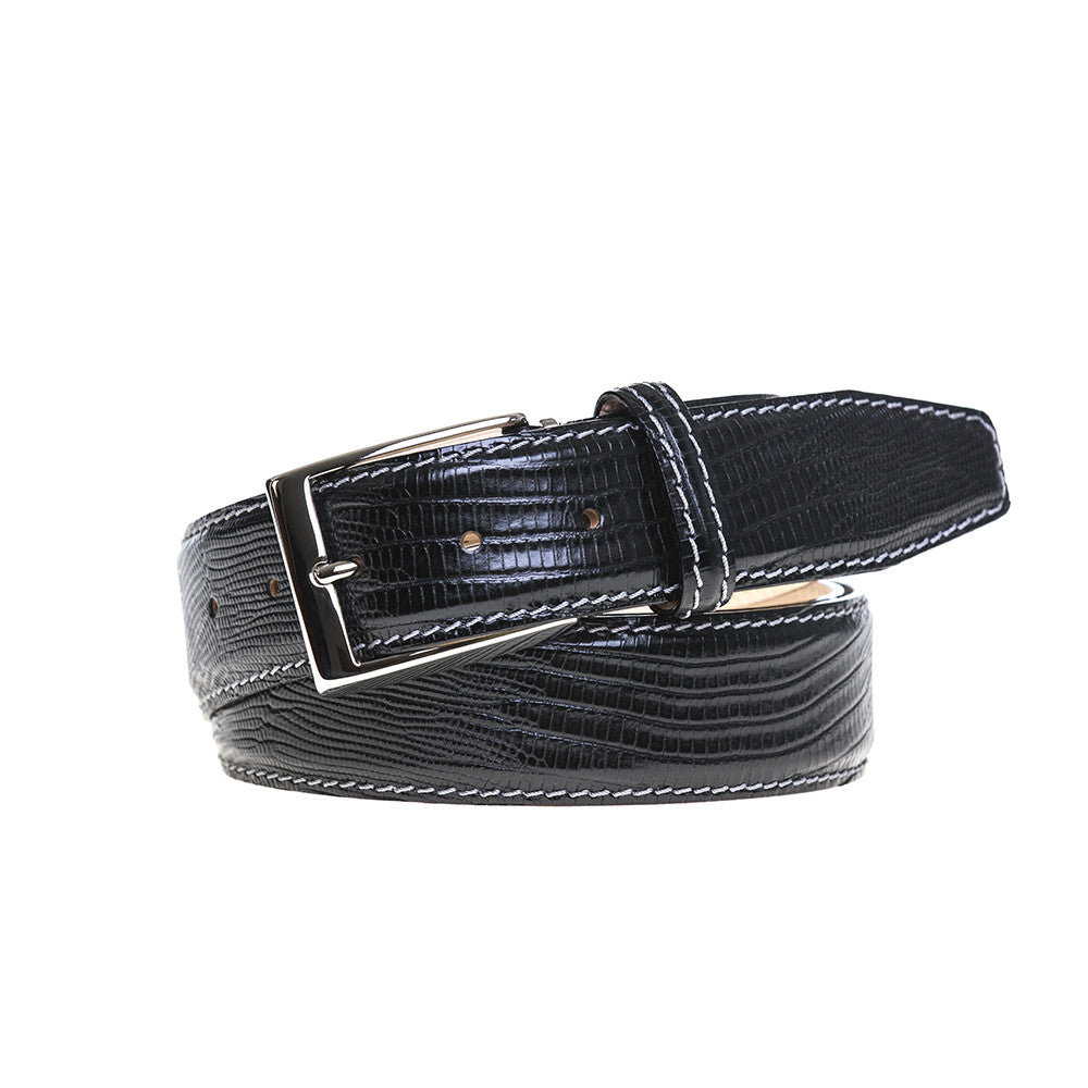 Black Mock Lizard Belt