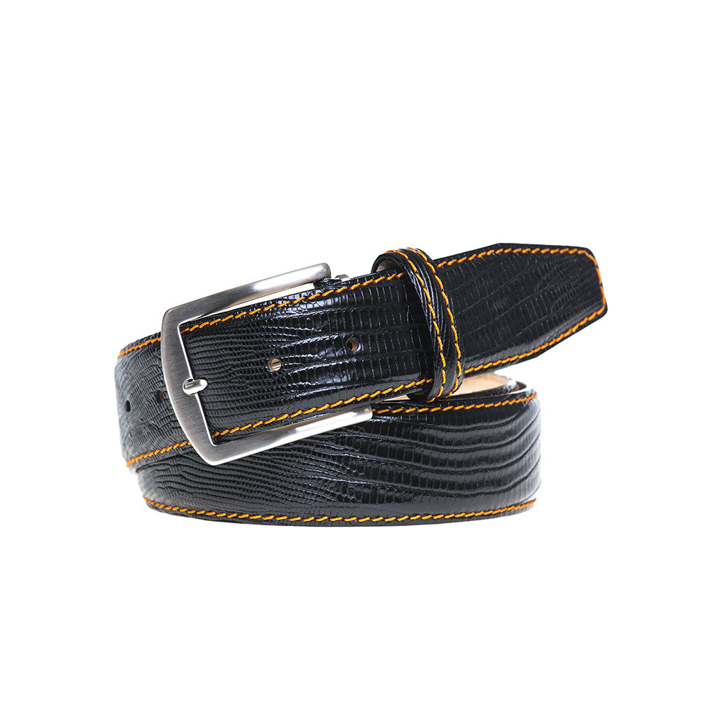 Black Mock Lizard Belt