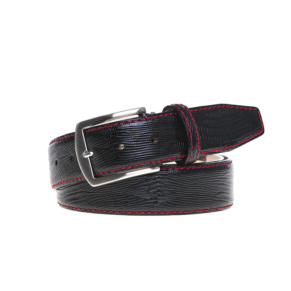 Black Mock Lizard Belt