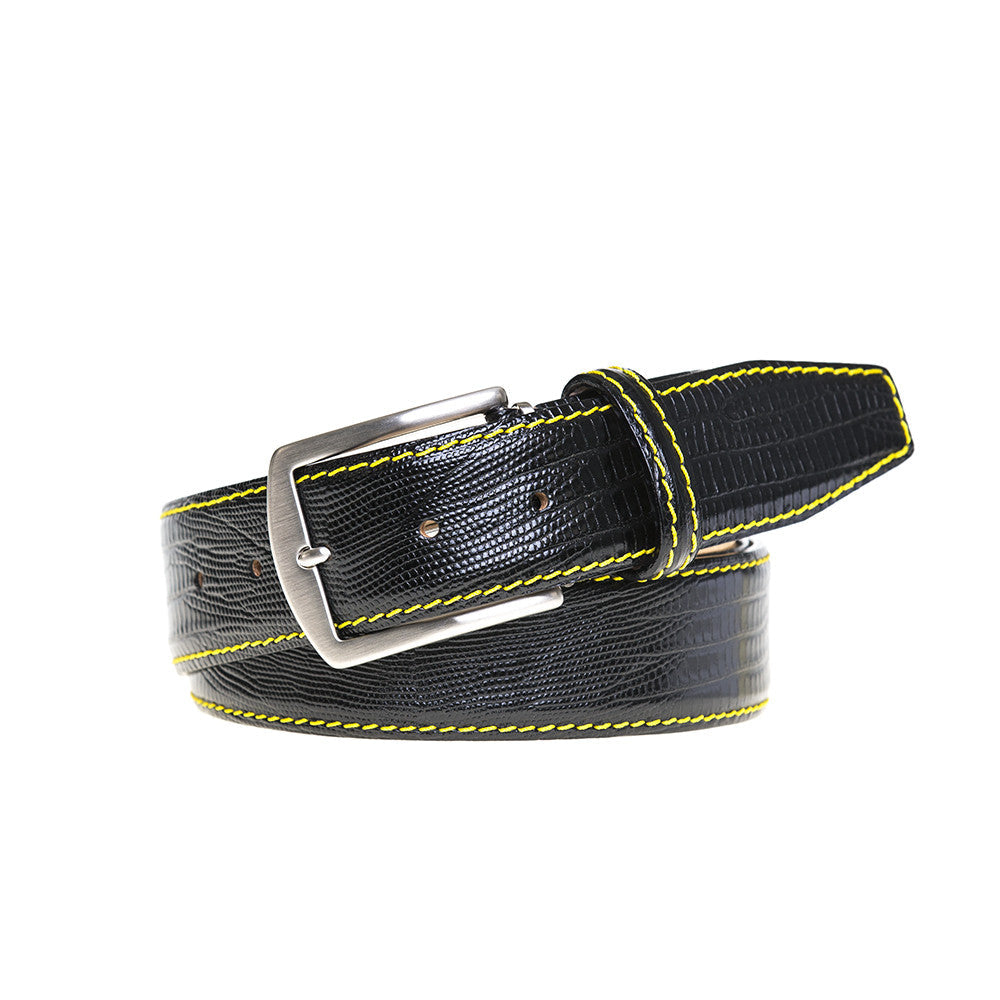 Black Mock Lizard Belt