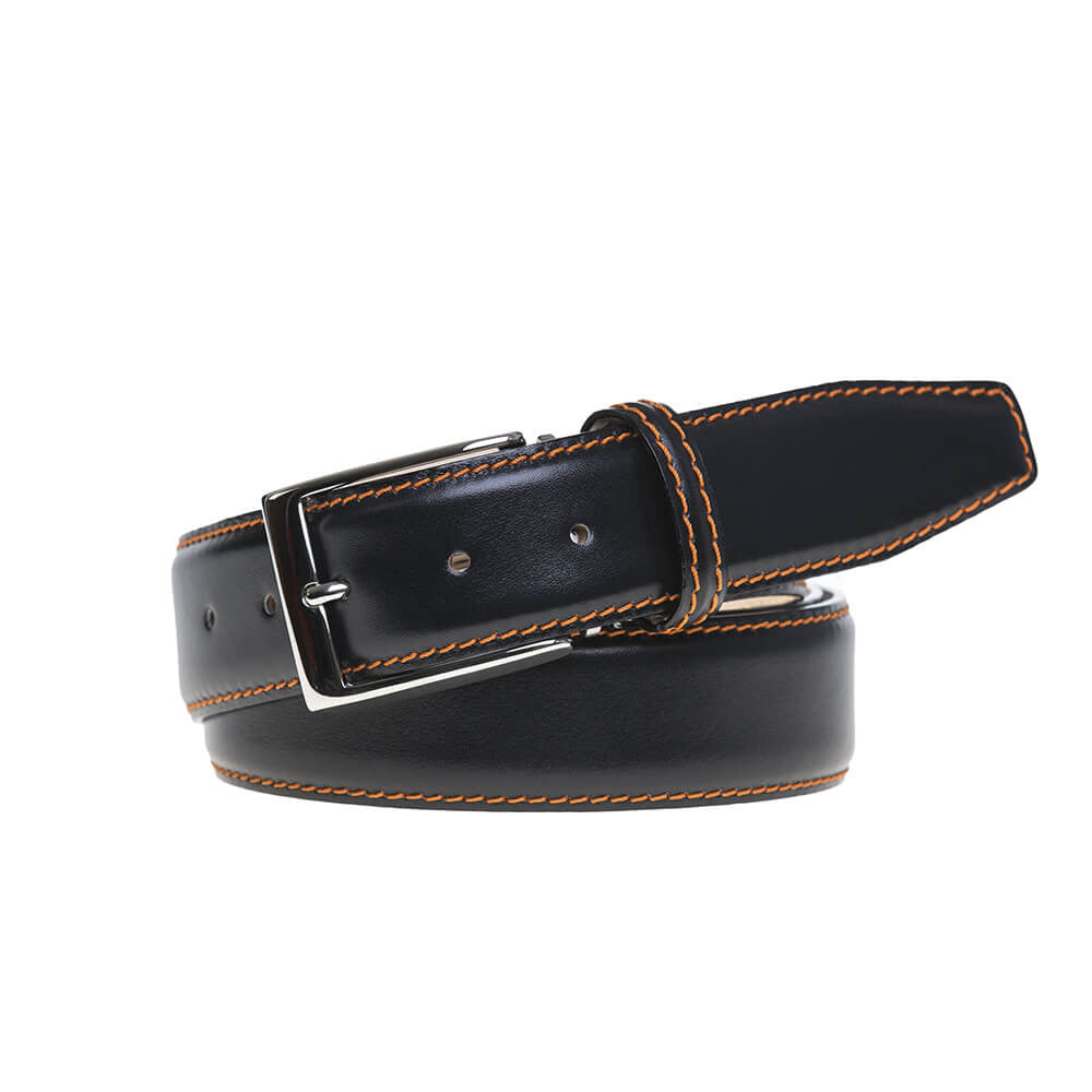 Black Italian Smooth Calf Leather Belt