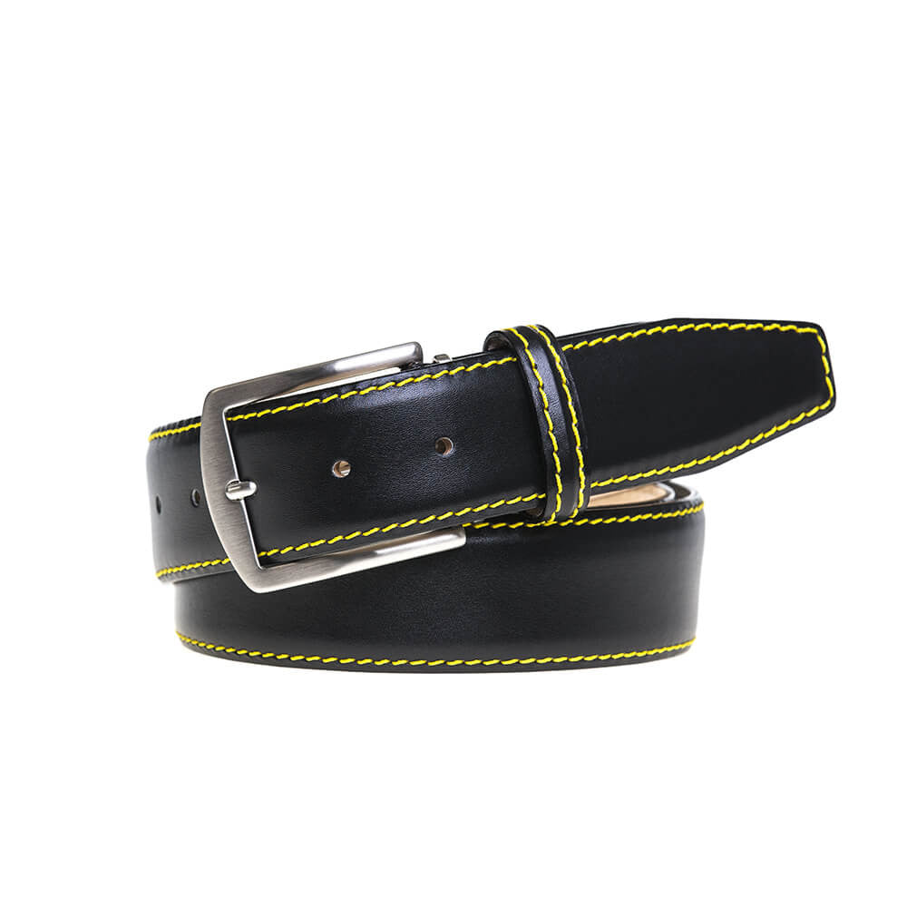 Black Italian Smooth Calf Leather Belt